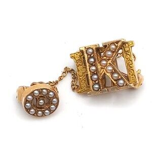 USA FRATERNITY PIN BETA KAPPA PI SEED PEARL GOLD